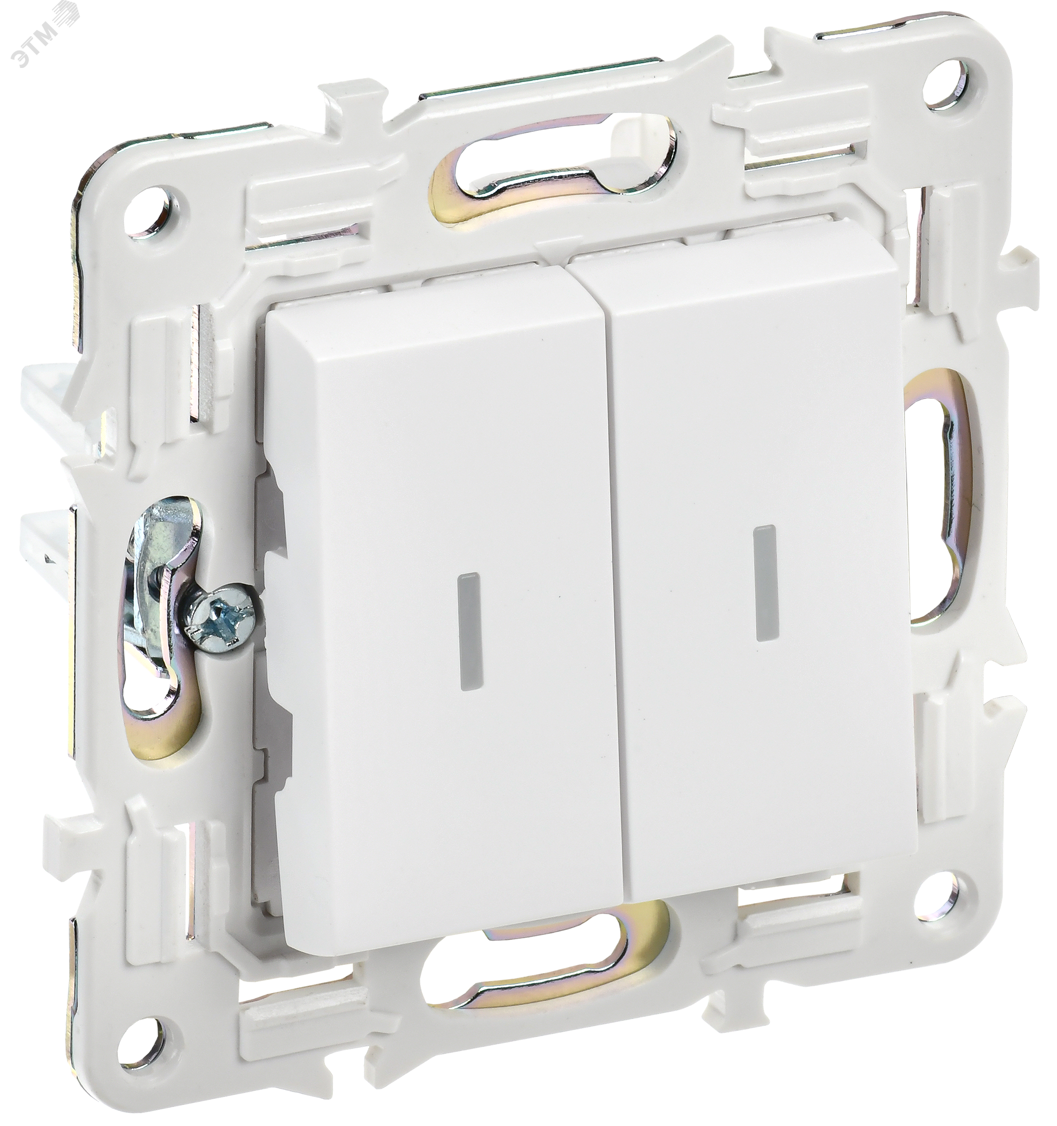 SKANDY Выключатель 2-клавишный проходной с индикацией 10А SK-V10W арктический белый IEK SK-V22-1-10-K01