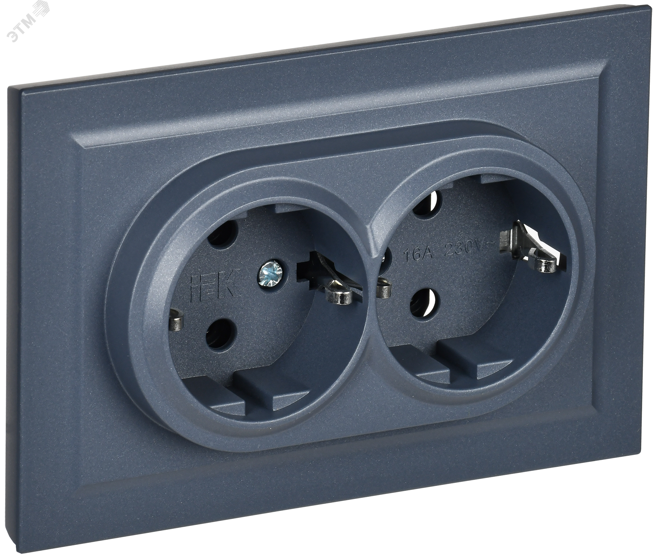 Розетка 2-м СП BRITE РС12-3-БрМ 16А в сборе с заземл. без защ. шторок маренго BR-R21-16-K35-F