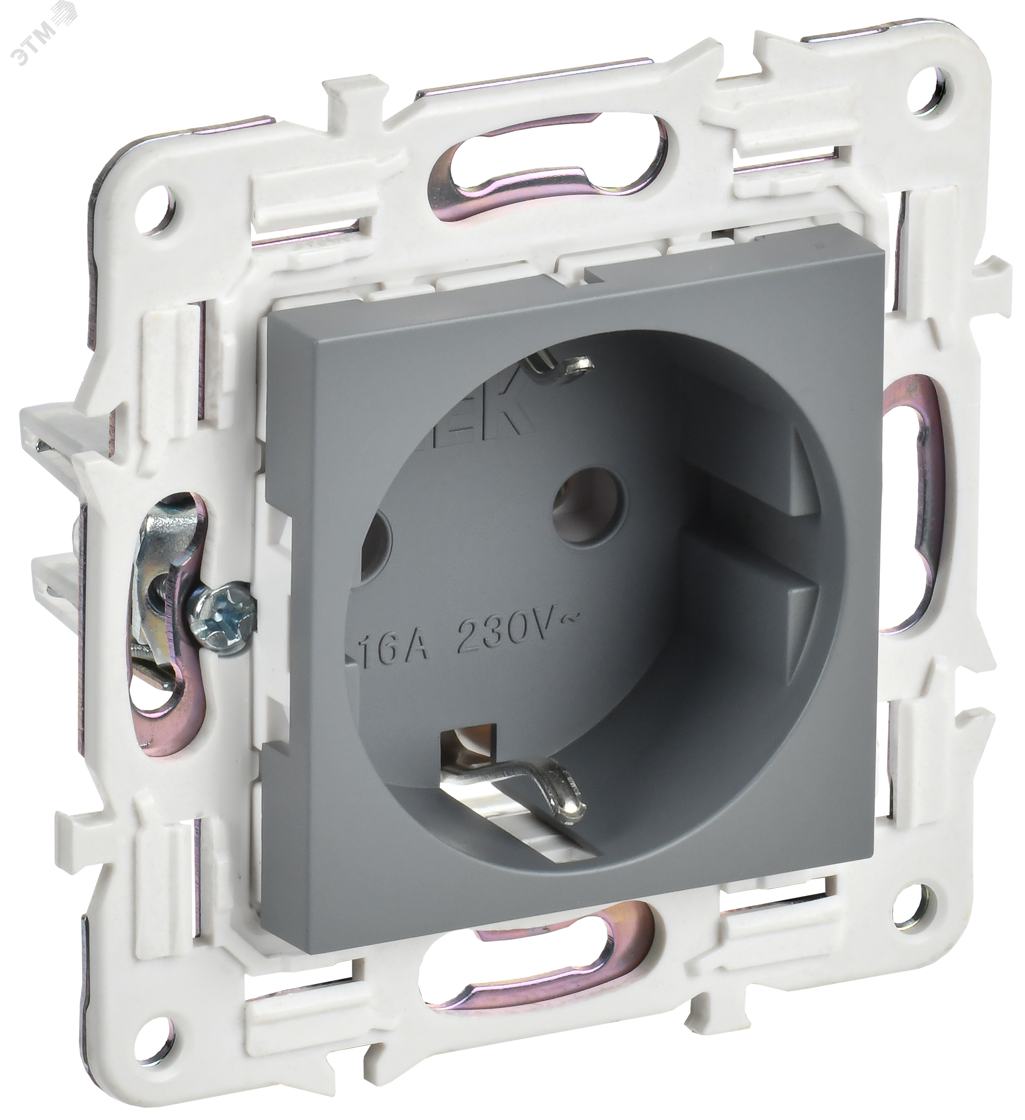 SKANDY Розетка с заземлением без защитных шторок 16А SK-R05Gr серый IEK SK-R11-16-K03