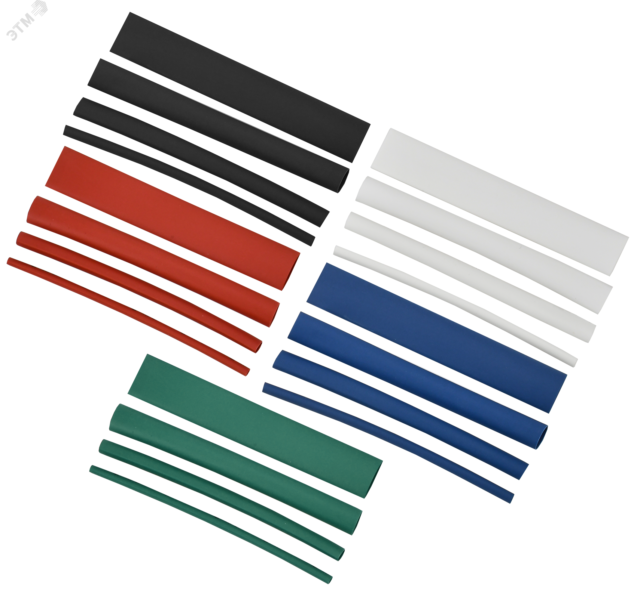 Набор трубок термоусадочных тонкостен. ТТУ 2/1; 4/2; 6/3; 8/4 (З; С; К; Ч) 20х8см разноцвет. UDRS-D2-D8-10-3