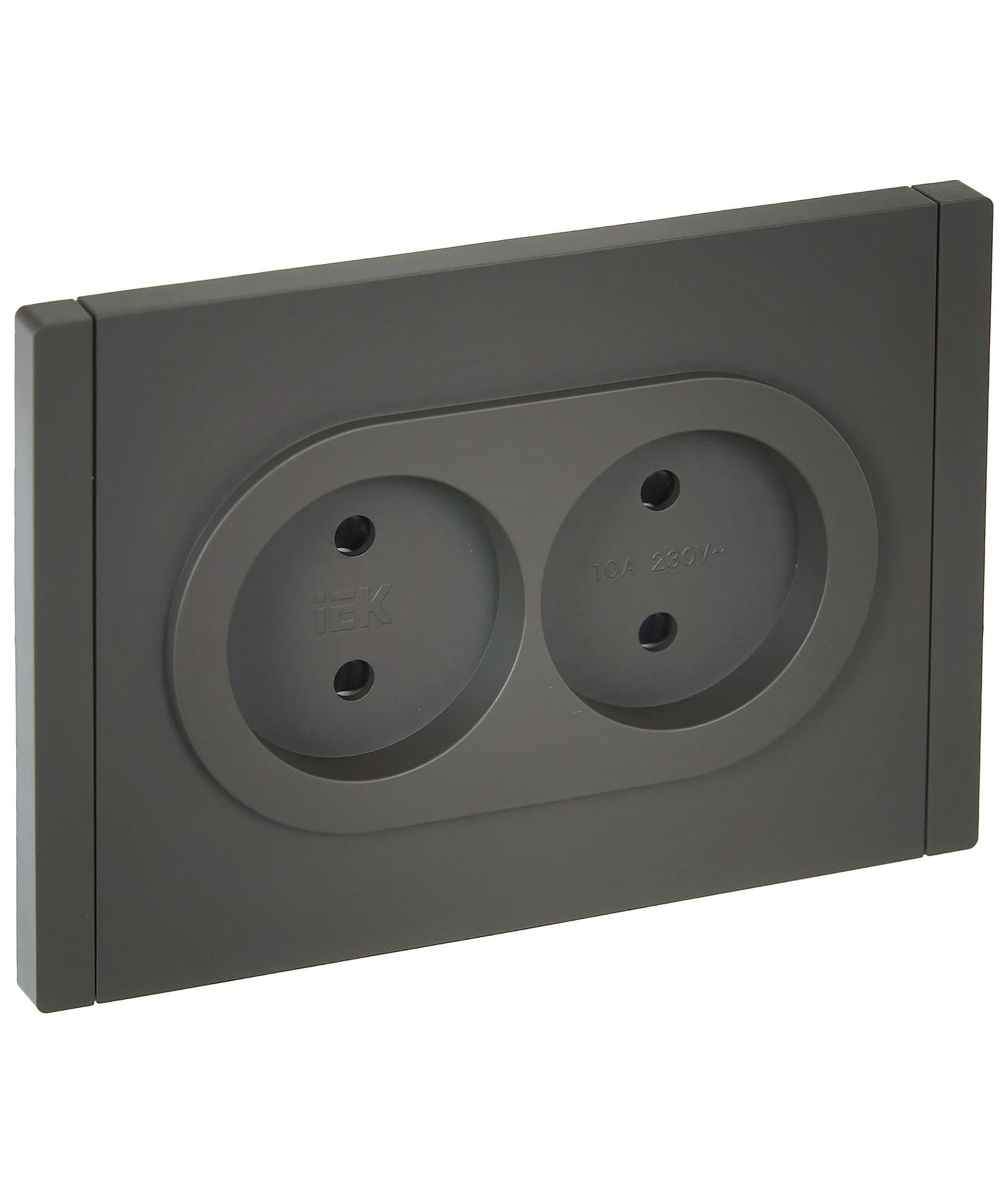 FORTE&PIANO Розетка 2-местная без заземления с защитными шторками безвинтовое крепление 10А FP325 серый IEK FP-R23-10-1-K03