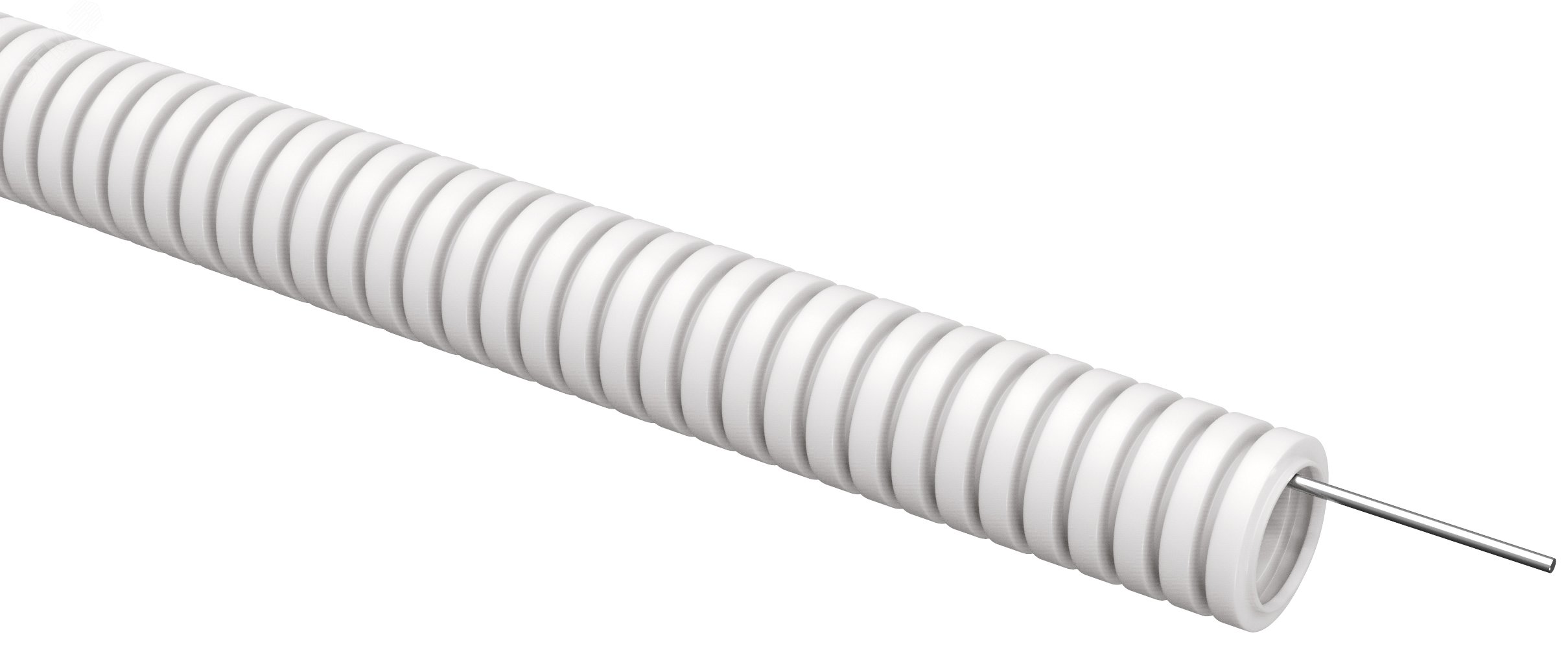 Фото товара ELASTA Труба гофр. ПВХ d=20мм с зондом белая (100м) ET-TG21-121-020-100-K01