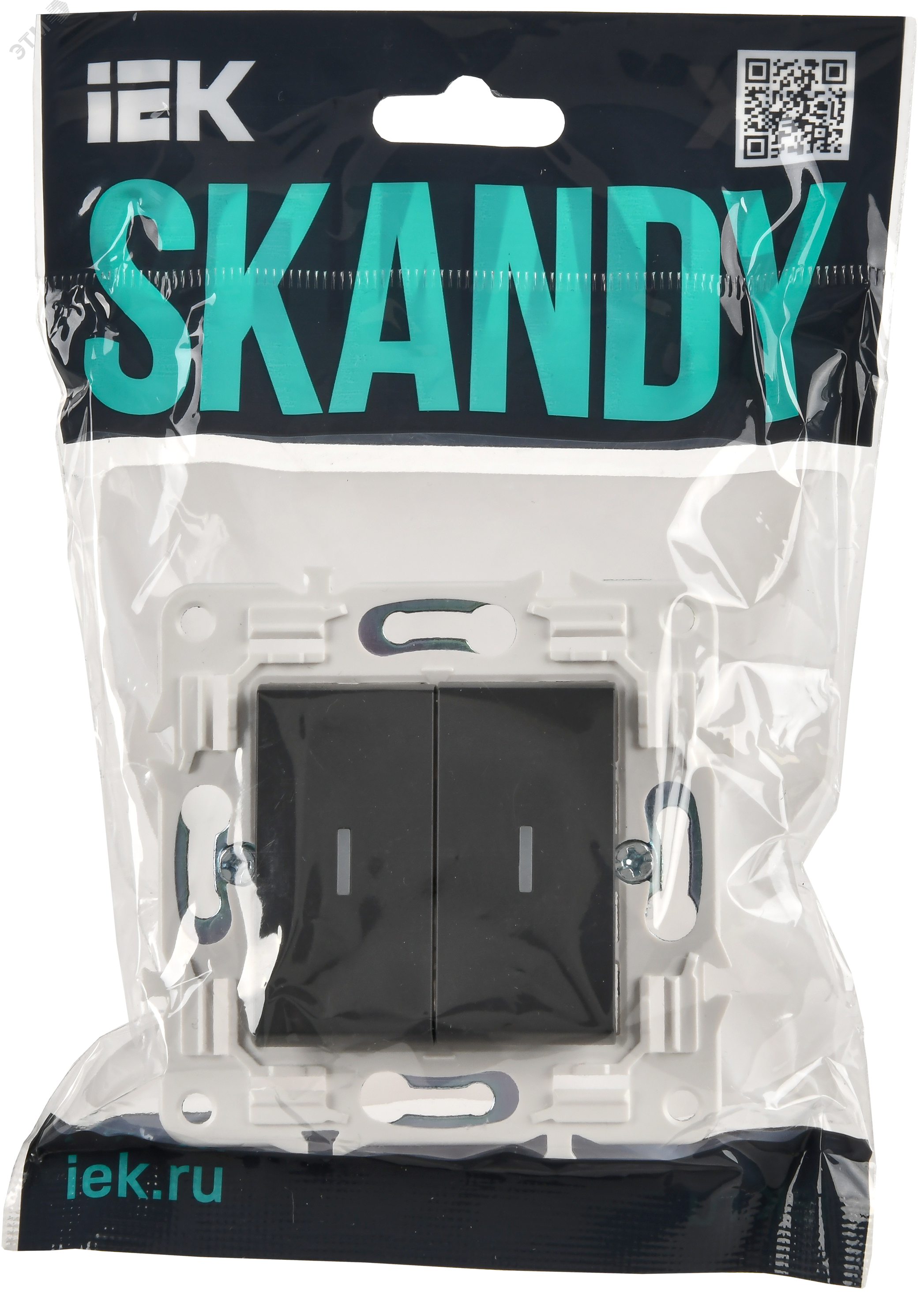 Фото товара SKANDY Выключатель 2-клавишный проходной с индикацией 10А SK-V10T титан IEK SK-V22-1-10-K48