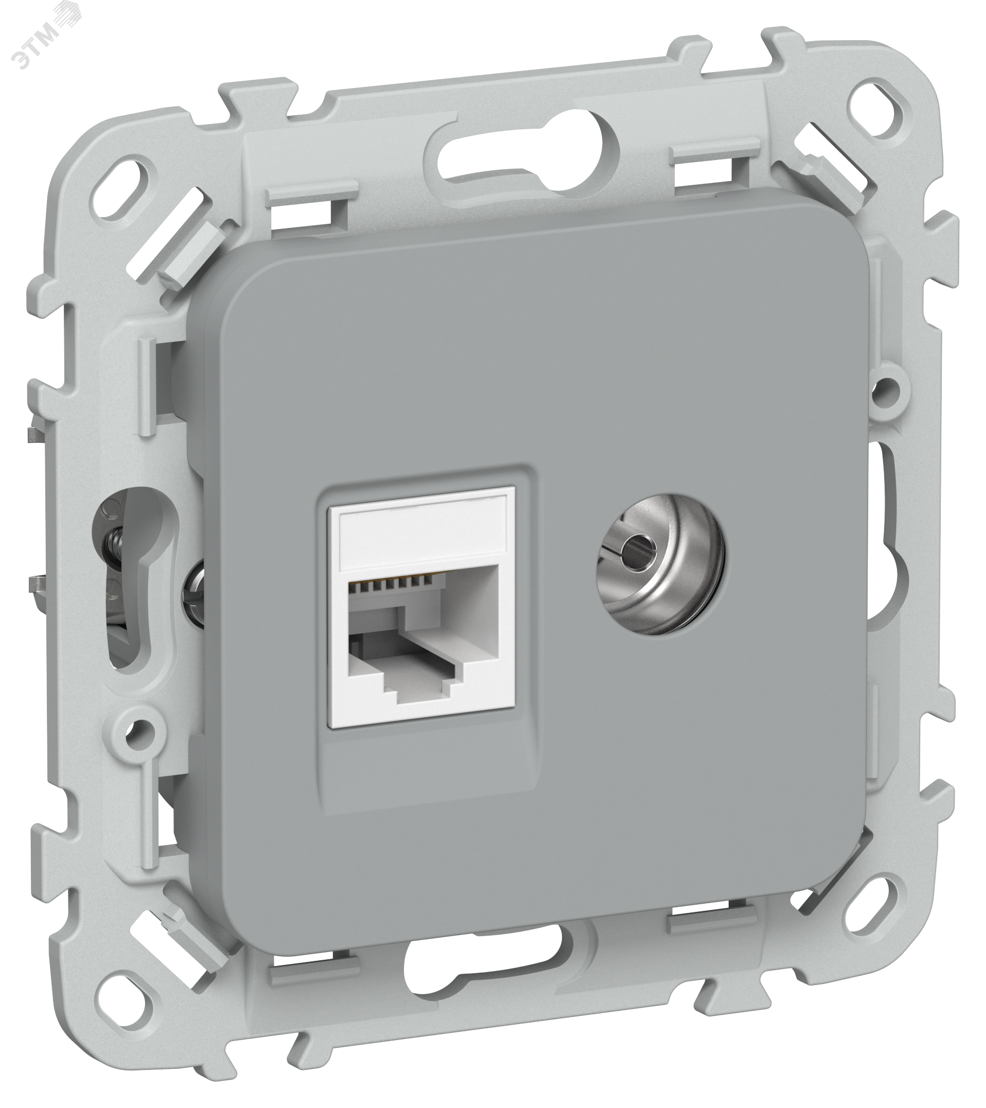 FLITE Розетка 2-местная RJ45/TV категория 5Е UTP РКТВ5е-2-0-ФлС серый IEK FI-AK22-1-K03
