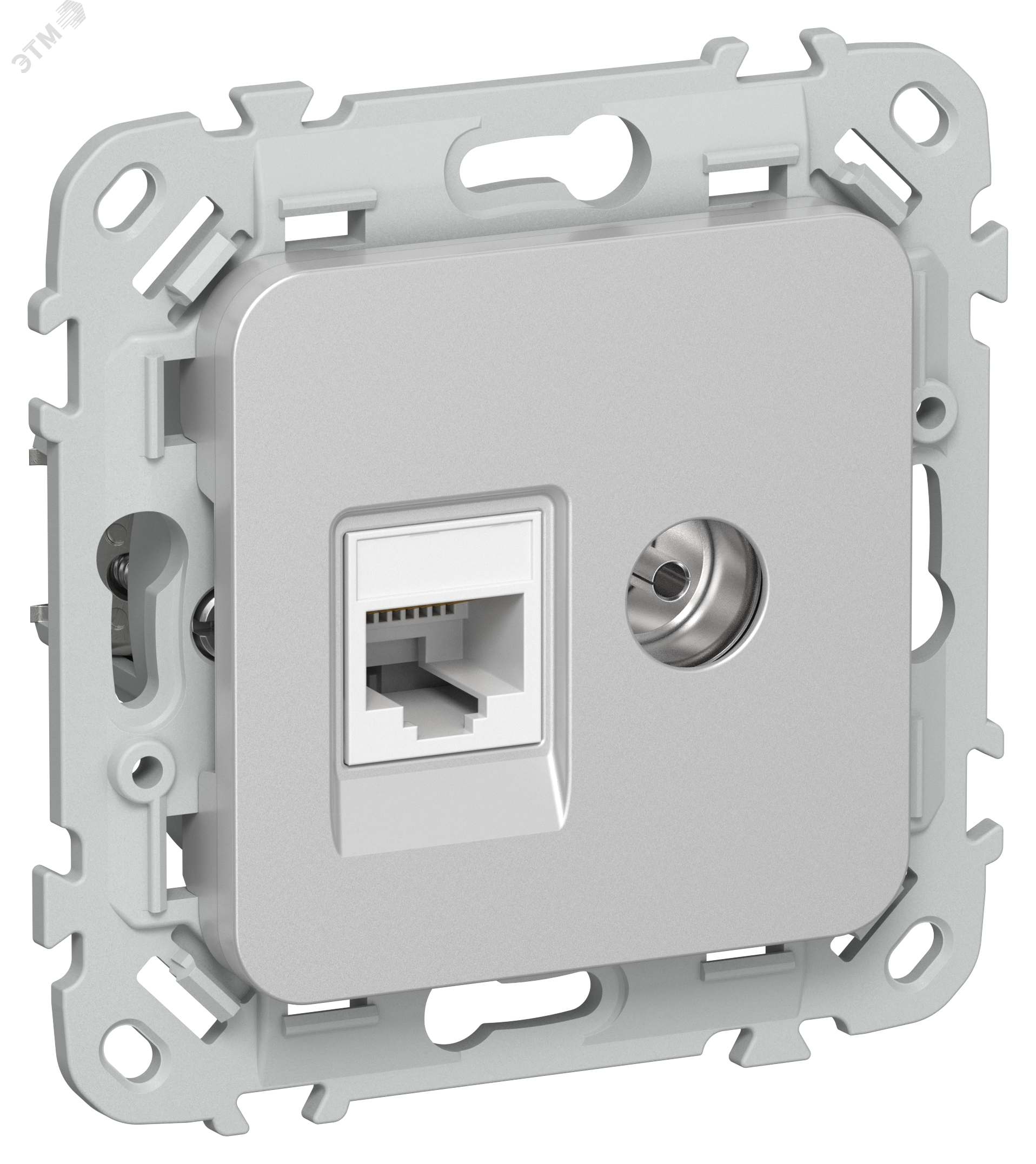 FLITE Розетка 2-местная RJ45/TV категория 5Е UTP РКТВ5е-2-0-ФлА алюминий IEK FI-AK22-1-K47