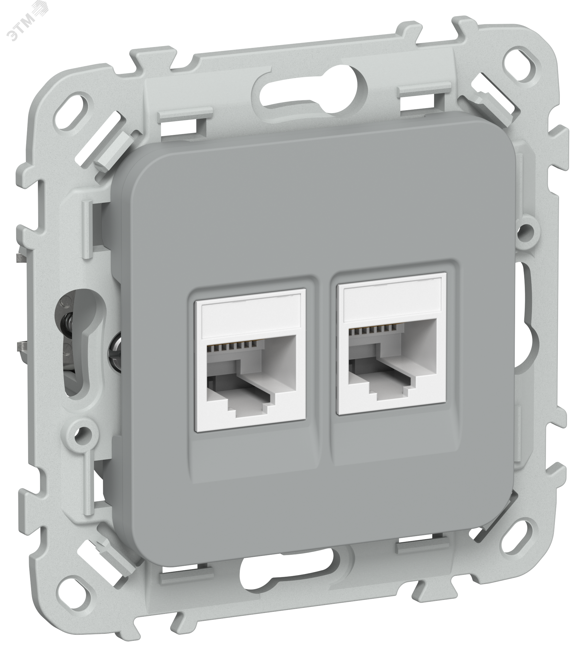 FLITE Розетка 2-местная компьютерная RJ45 категория 5Е UTP РК5е-2-0-ФлС серый IEK FI-K22-1-K03