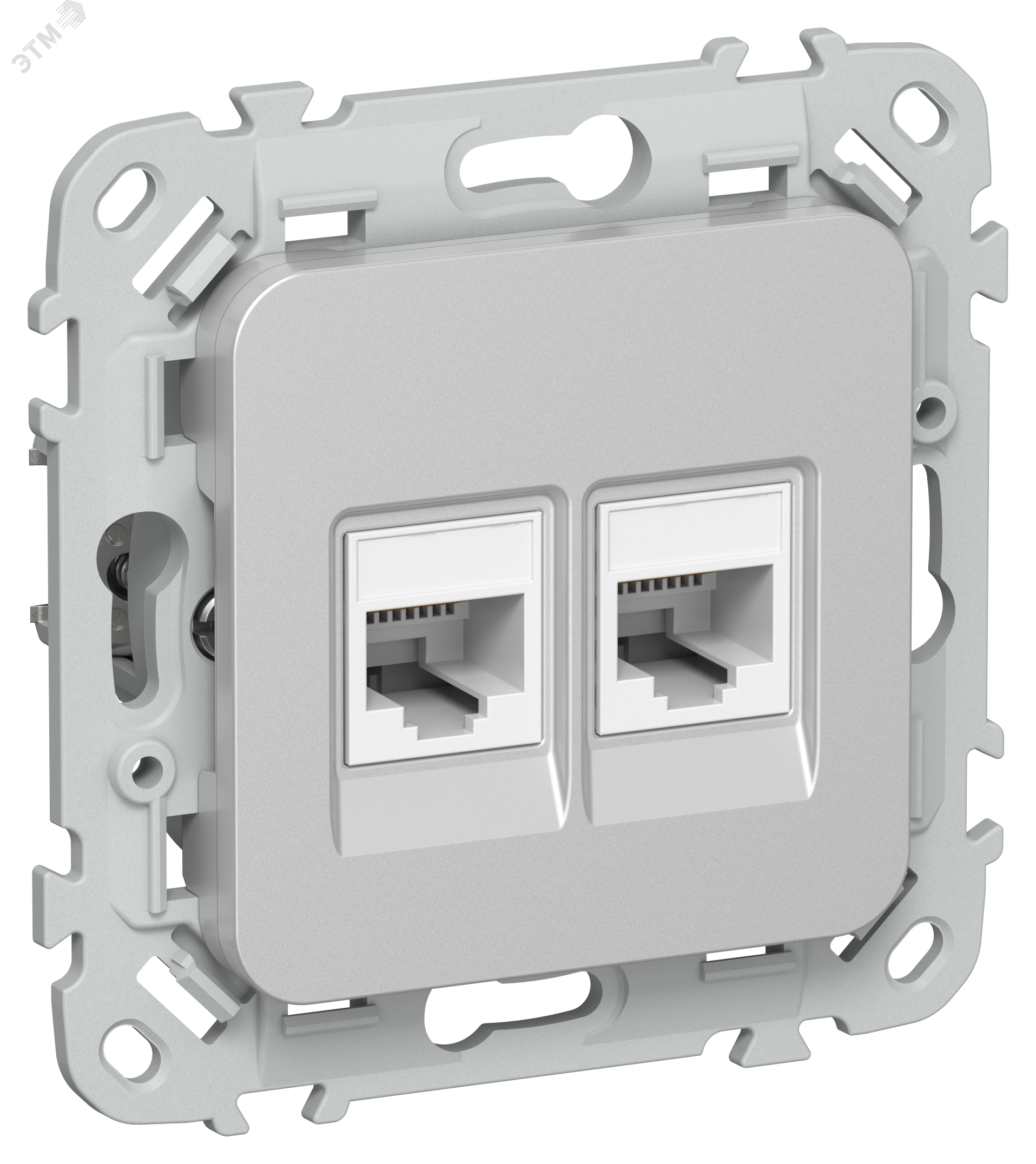 FLITE Розетка 2-местная компьютерная RJ45 категория 5Е UTP РК5е-2-0-ФлА алюминий IEK FI-K22-1-K47
