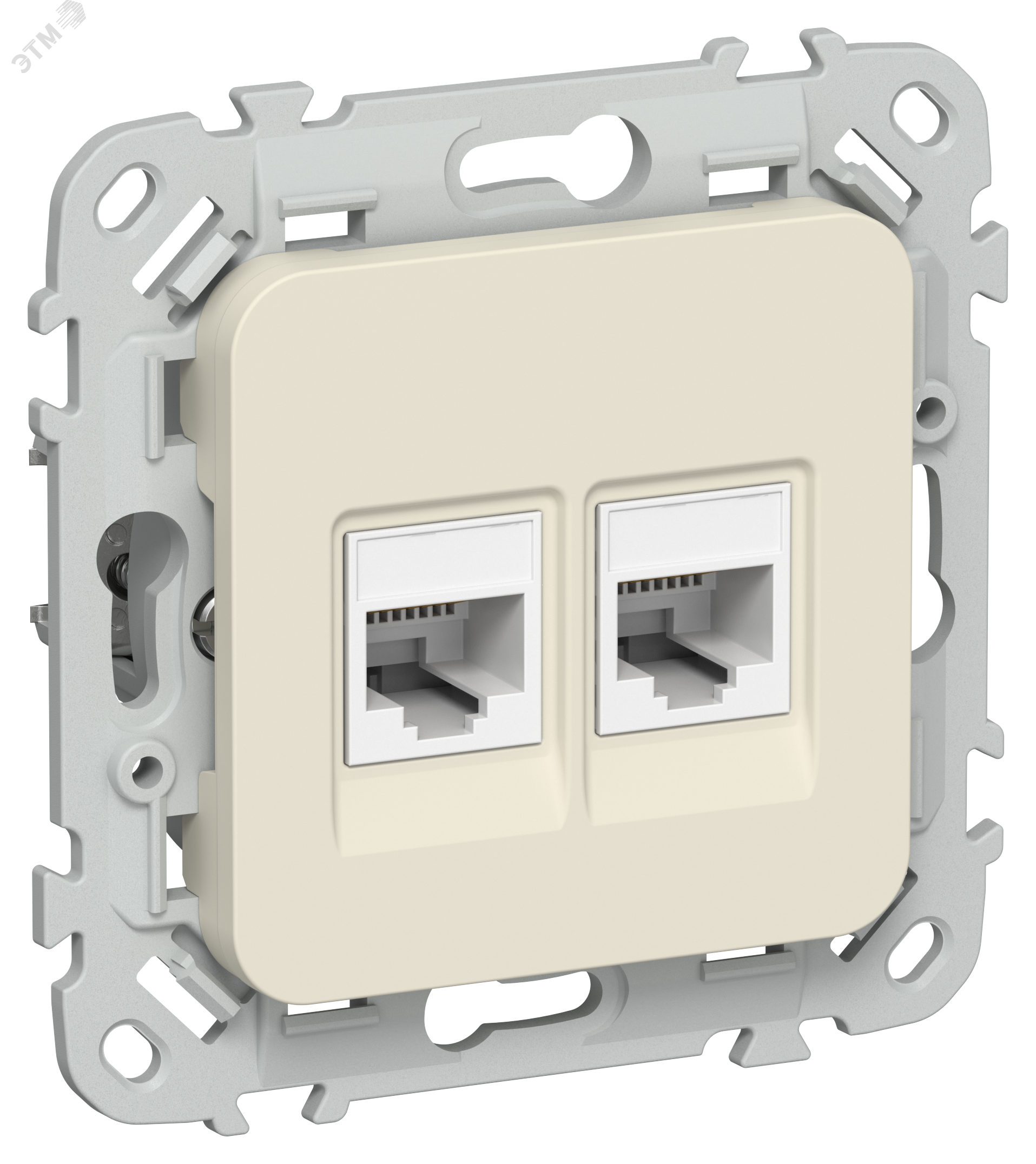 FLITE Розетка 2-местная компьютерная RJ45 категория 5Е UTP РК5е-2-0-ФлСл сливочный IEK FI-K22-1-K86