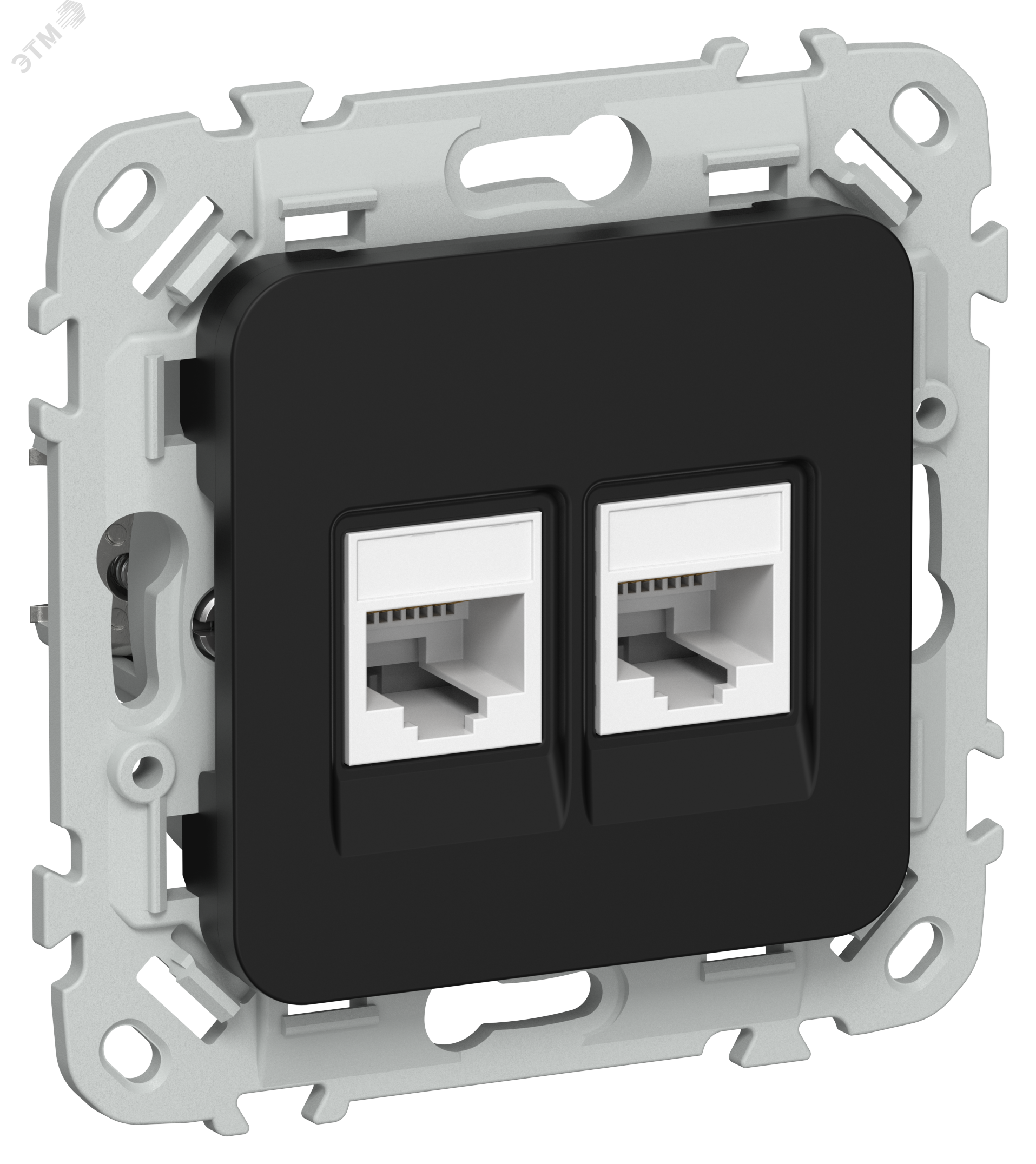 FLITE Розетка 2-местная RJ45/RJ11 категория 5Е/3 UTP РКТ5е/3-2-0-ФлЧ черный IEK FI-KT22-1-K02