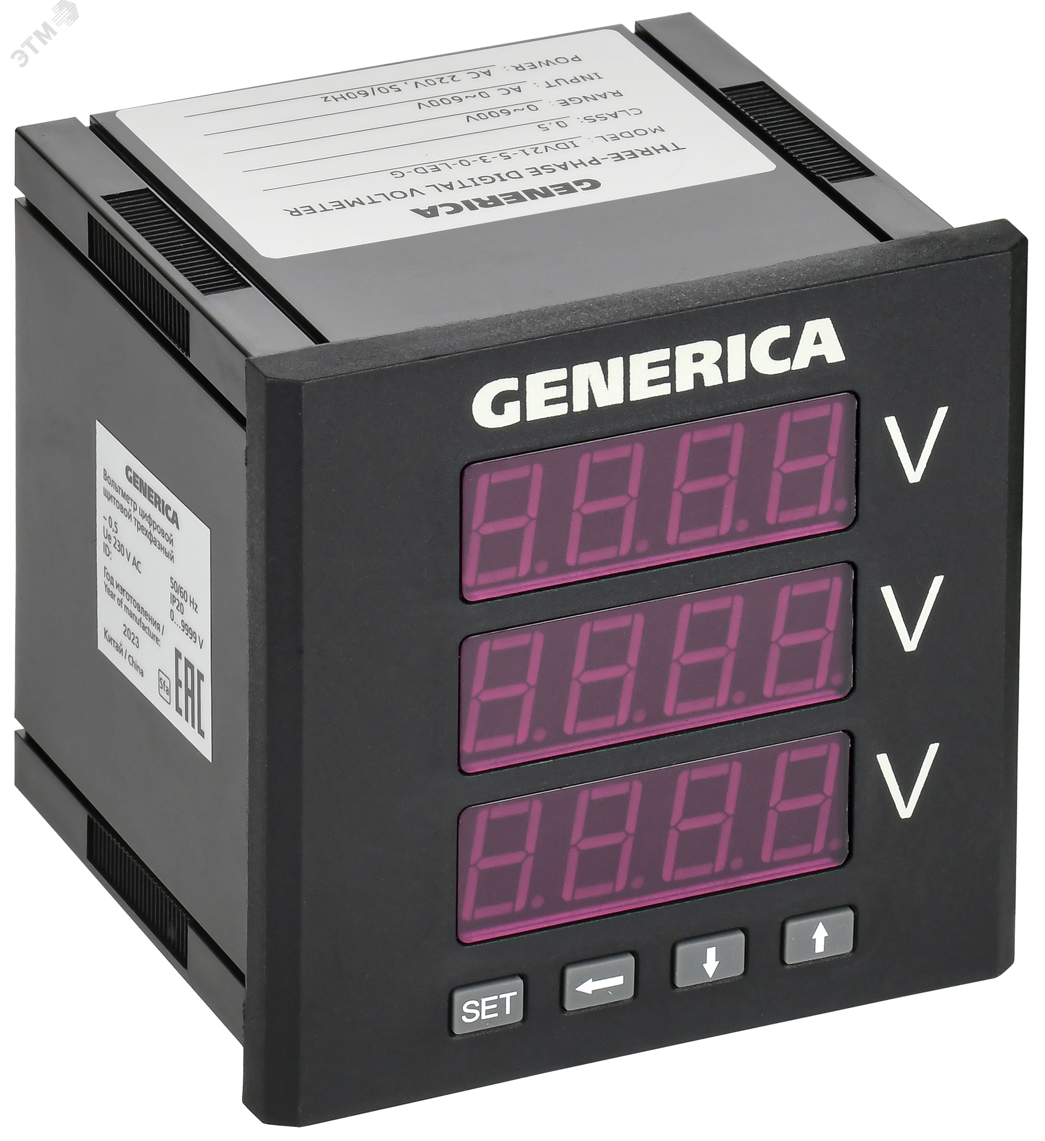 Вольтметр цифровой щитовой трехфазный 96х96мм LED GENERICA IDV21-5-3-0-LED-G