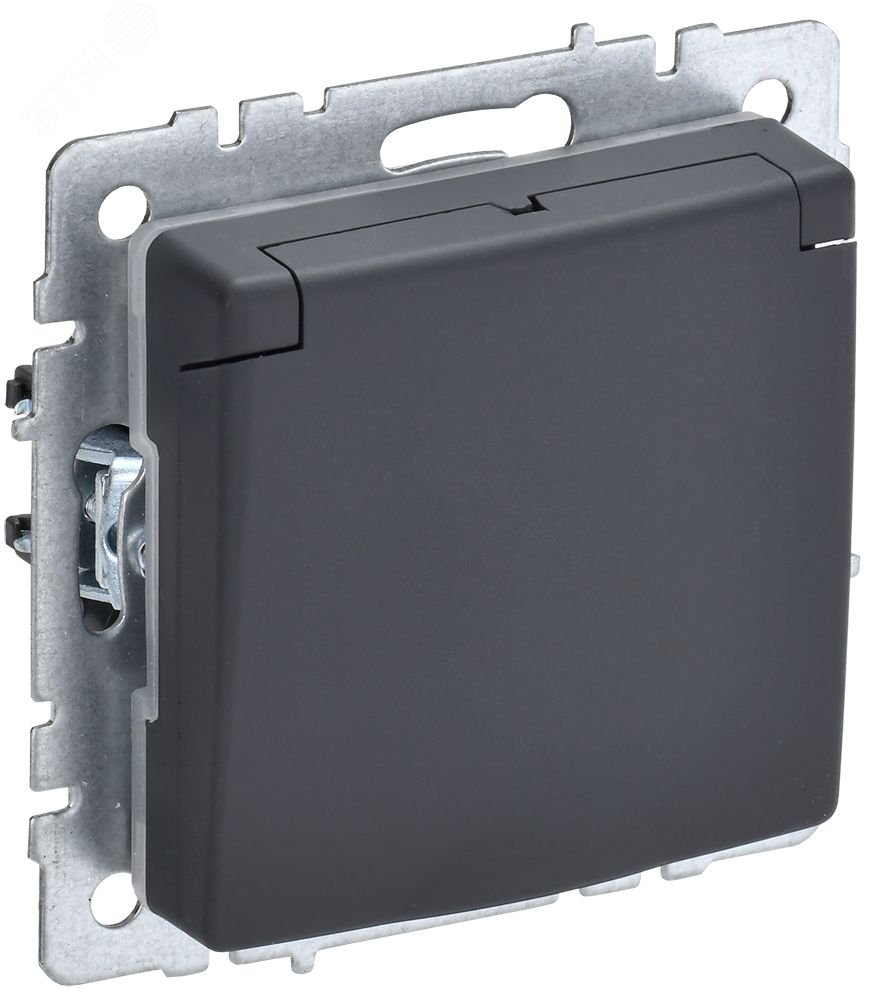 Розетка BRITE РСбш10-3-БрГ 16А IP20 с заземл. защ. шторки с крышкой графит BR-R16-16-K53