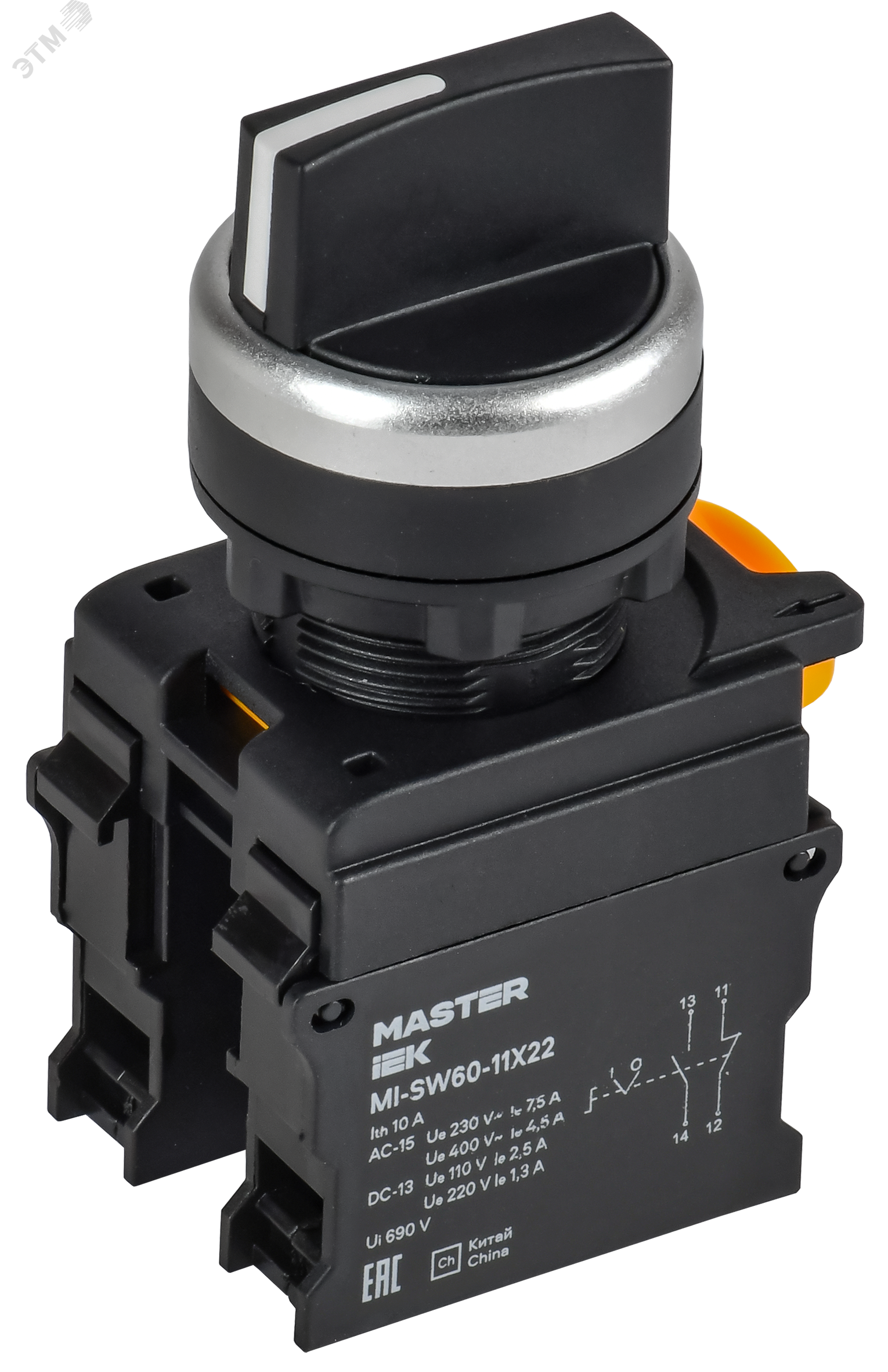 Переключатель 2 полож. 1НО+1НЗ возвратный черн. MASTER IEK MI-SW60-11X22-3-24-2-K02