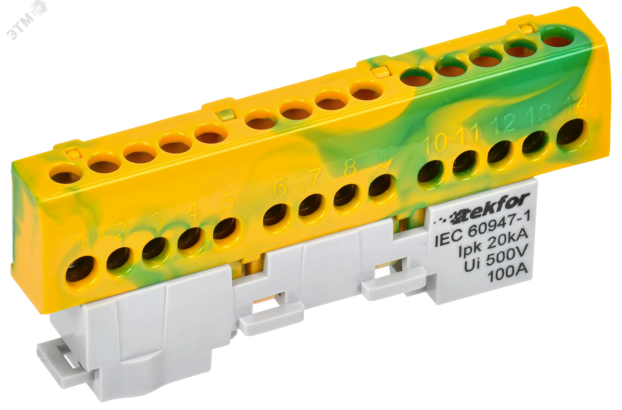 Фото товара TEKFOR Шина PE земля изол на универсальном держателе 6х9-14-ЖЗ IEK TF-NN10-14-KL-K52