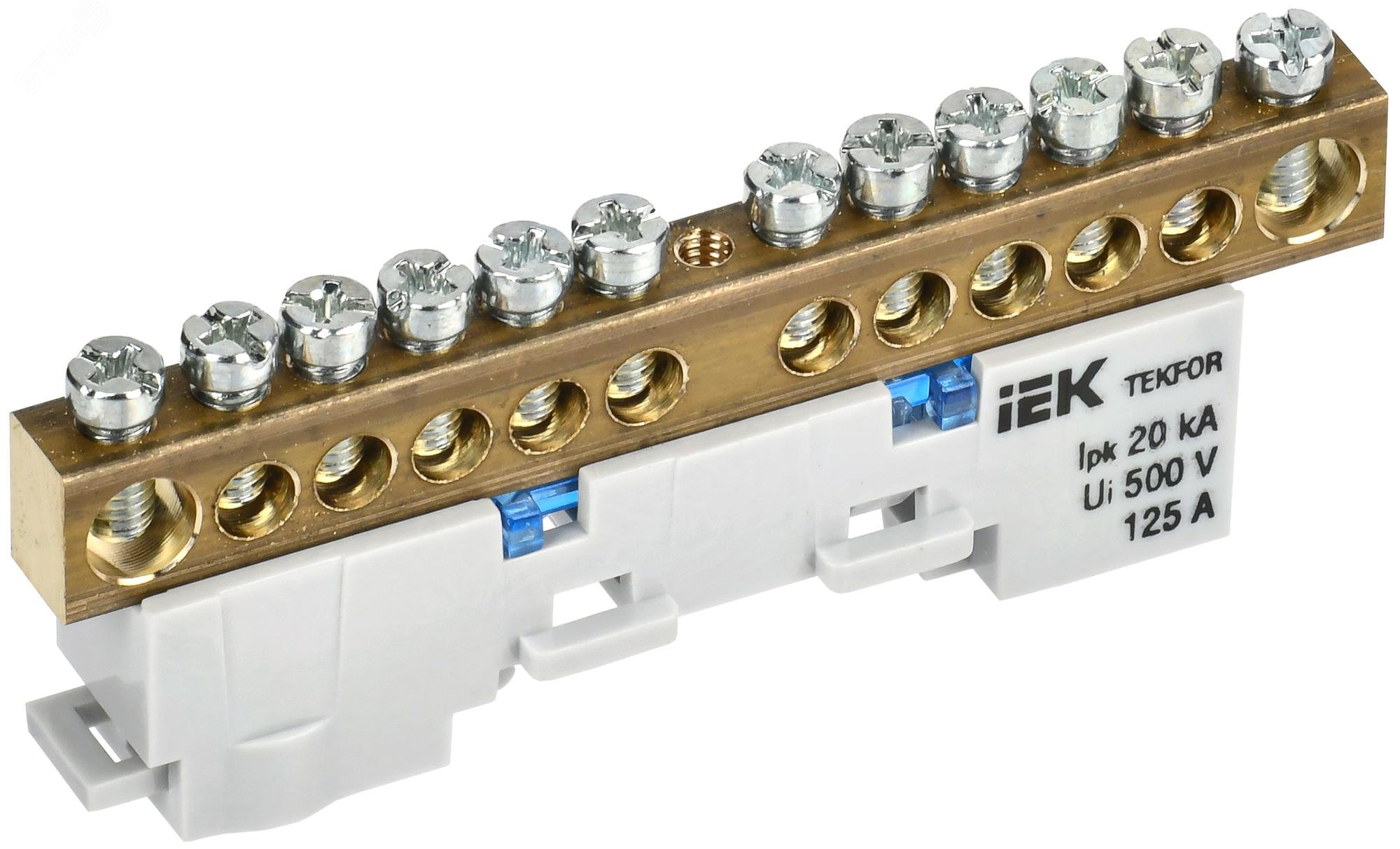 Фото товара TEKFOR Шина N ноль неизолированная на универсальном держателе 8х12-12-С IEK TF-NN20-12-DL-K07