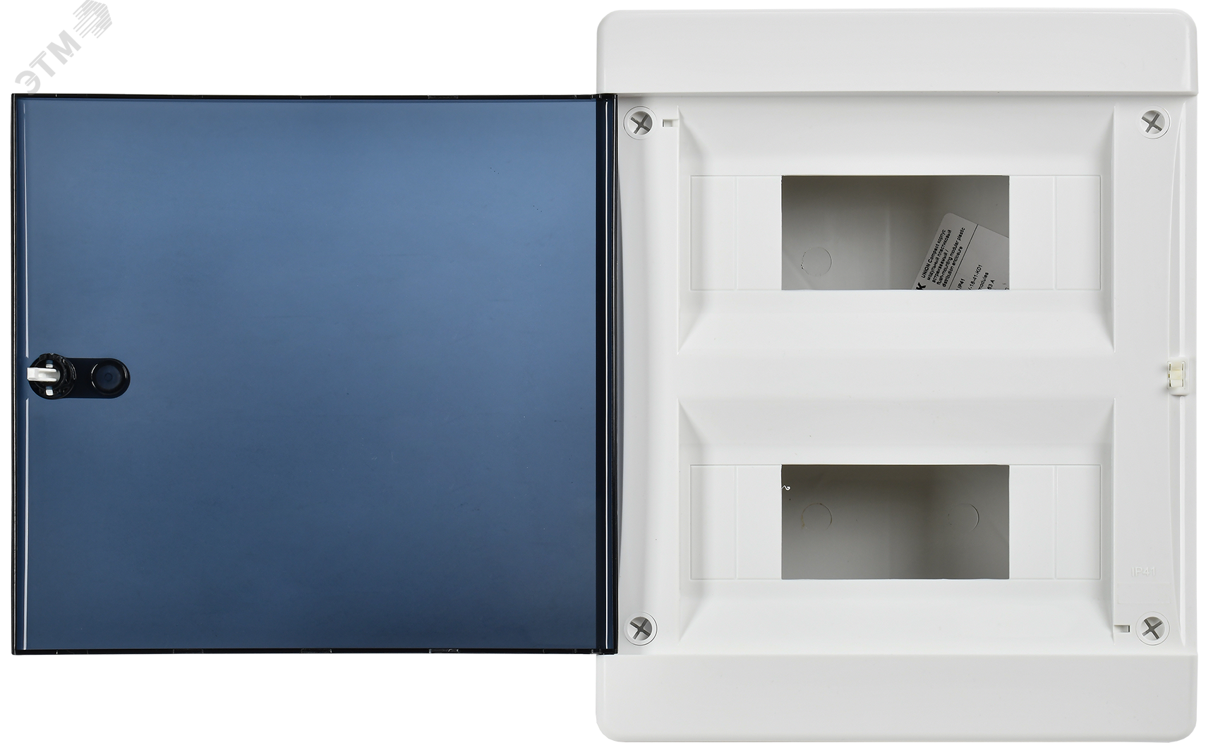 Фото товара Корпус пластиковый ЩРВ-П-18 IP41 черн. прозр. дверь UNION Compact IEK UIC-KP12-V-18-41-K01