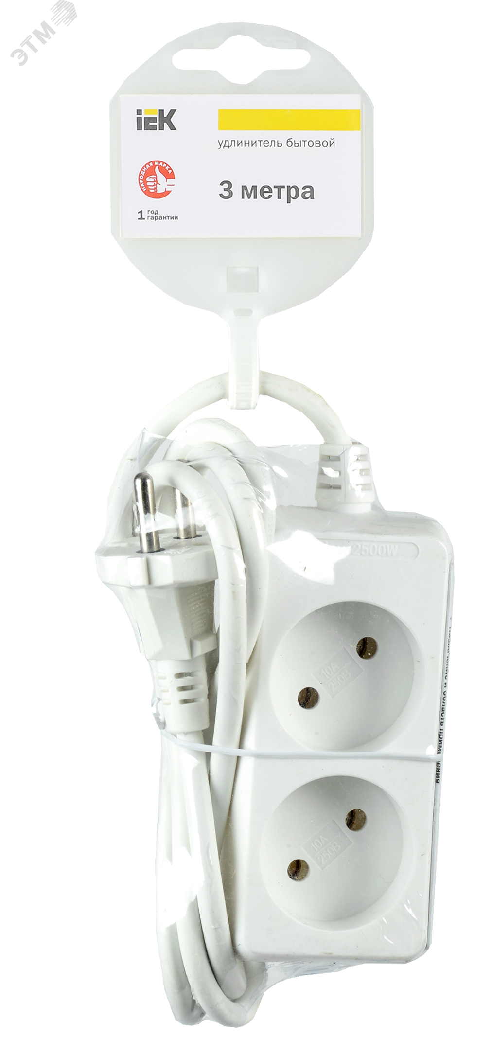 Удлинитель 2х3м без заземл. 10А IP20 У2 2P 250В 2х0.75 WYP10-06-02-03-N