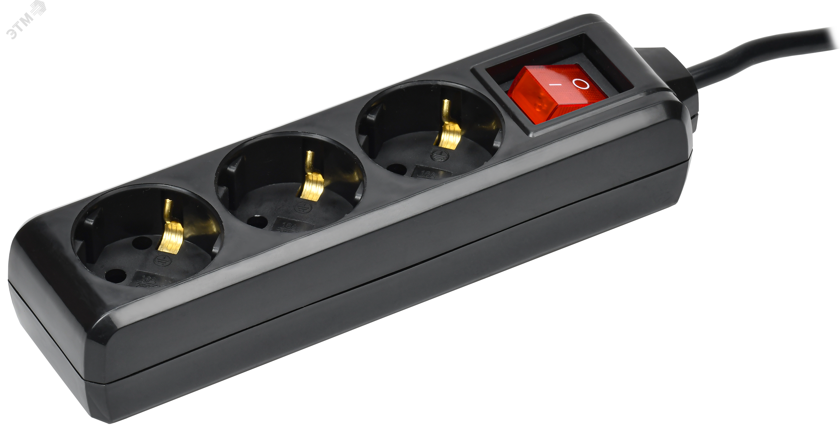 Удлинитель 3х3м с заземл. 16А IP20 У03К 250В ПВС 3х1 черн. WYP10-16-03-03-ZK-K02