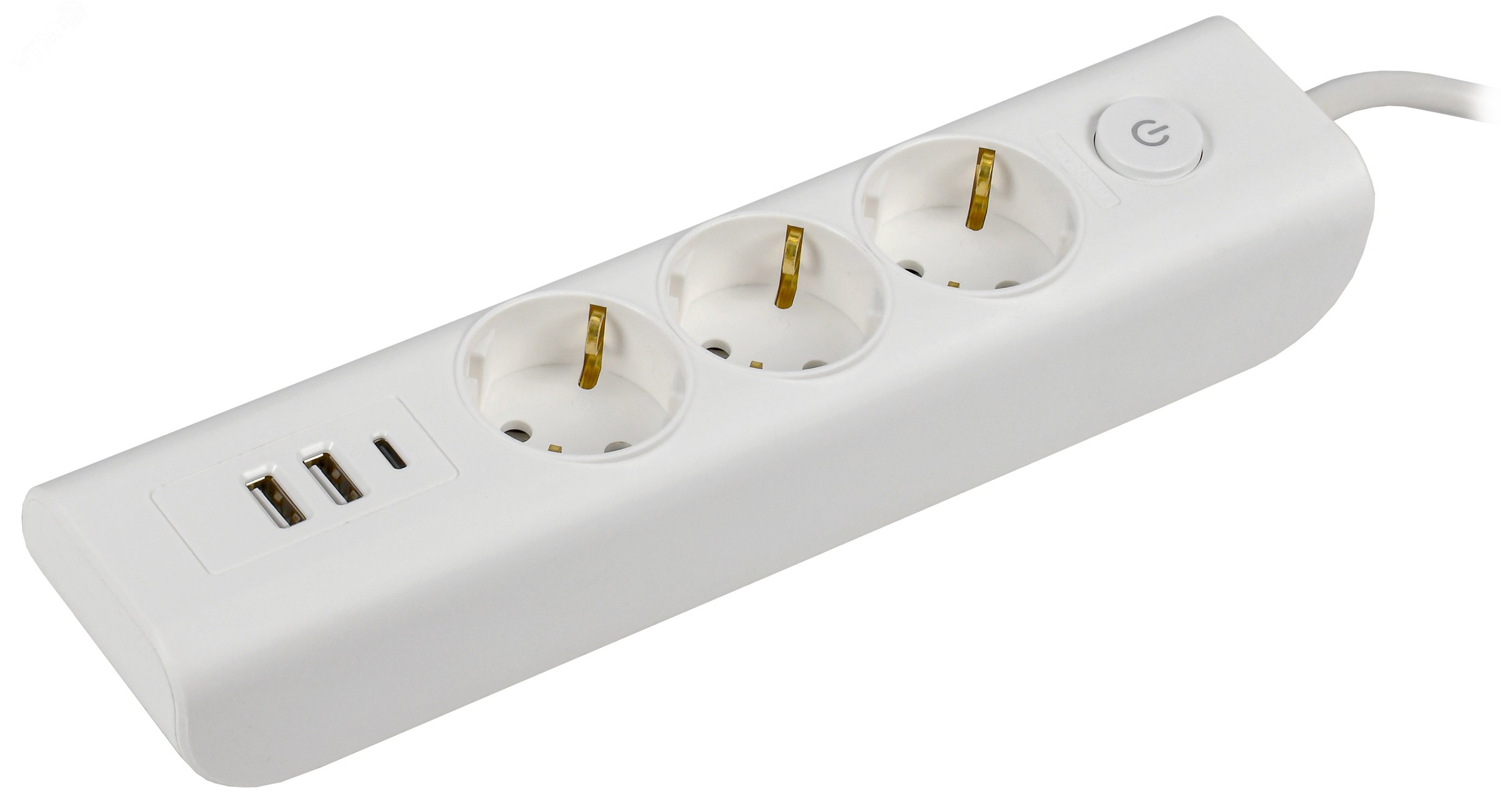 УДЛИНИТЕЛЬ 3Х2М С ЗАЗЕМЛ. 16А 250В MODERN У03В С ВЫКЛ. USBX3 (TYPE-AX2ШТ + TYPE-CX1ШТ) ПВС 3Х1 БЕЛ. WYP12-16-03-02-ZKU-K01