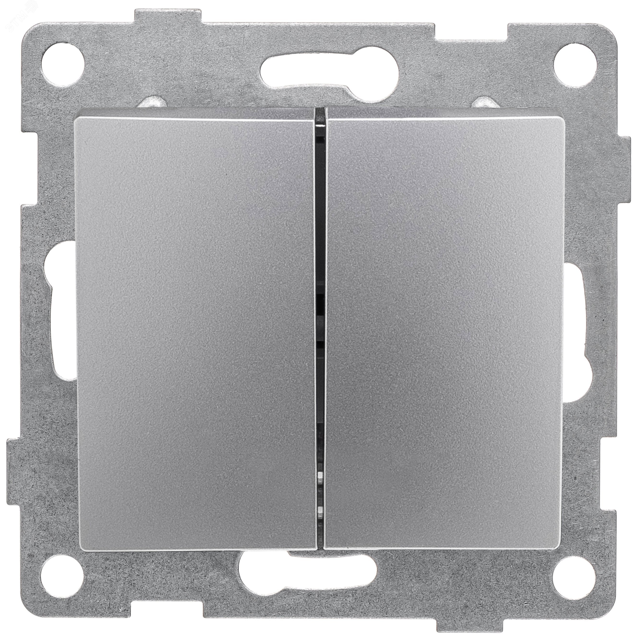 Выключатель 2-кл. СП Bravo 10А 250В механизм серебр. С10В2-004