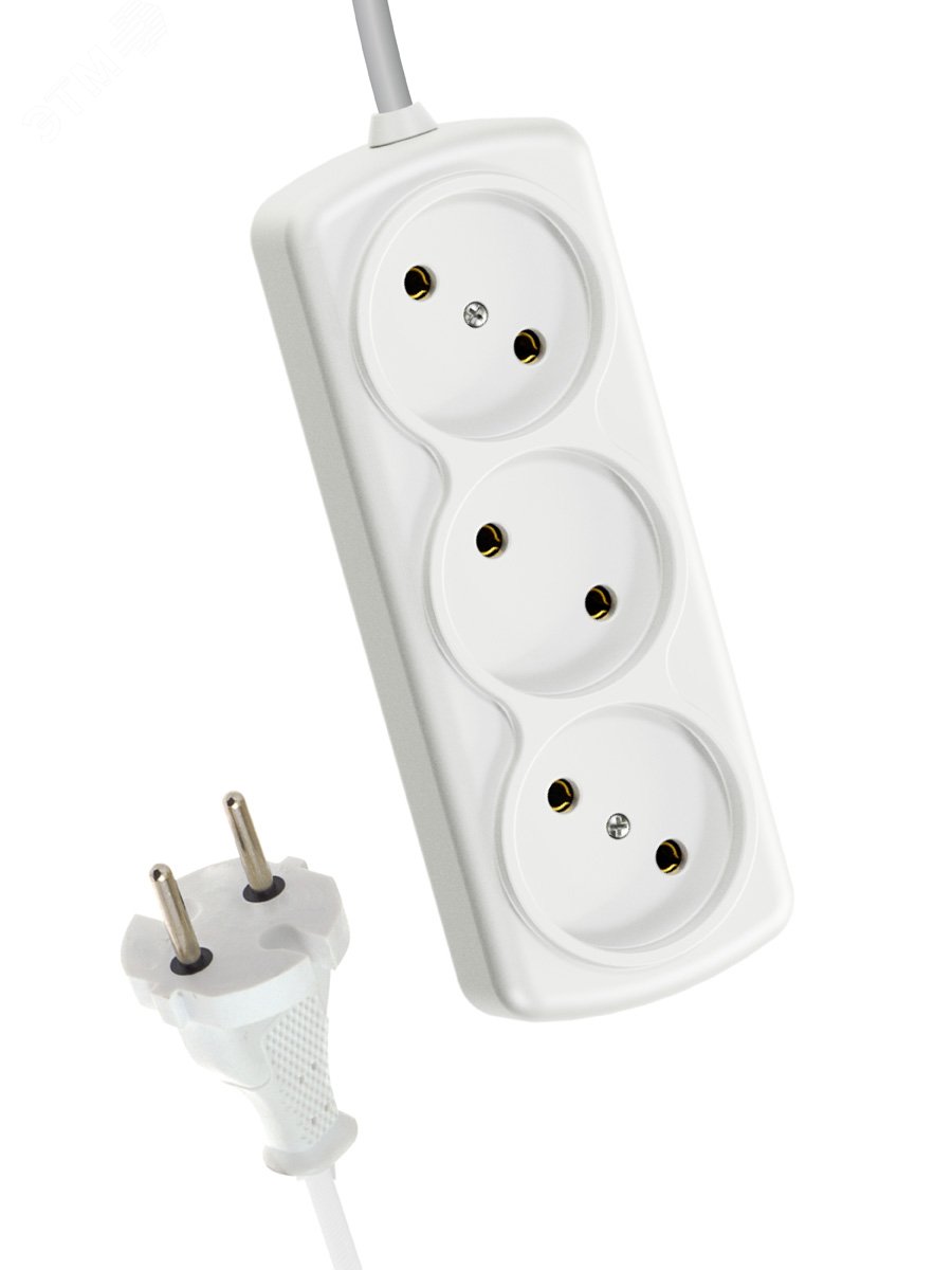 Удлинитель 3х3м 6А IP20 ПВС 2х0.75 YKsm3m-3g(6A)S