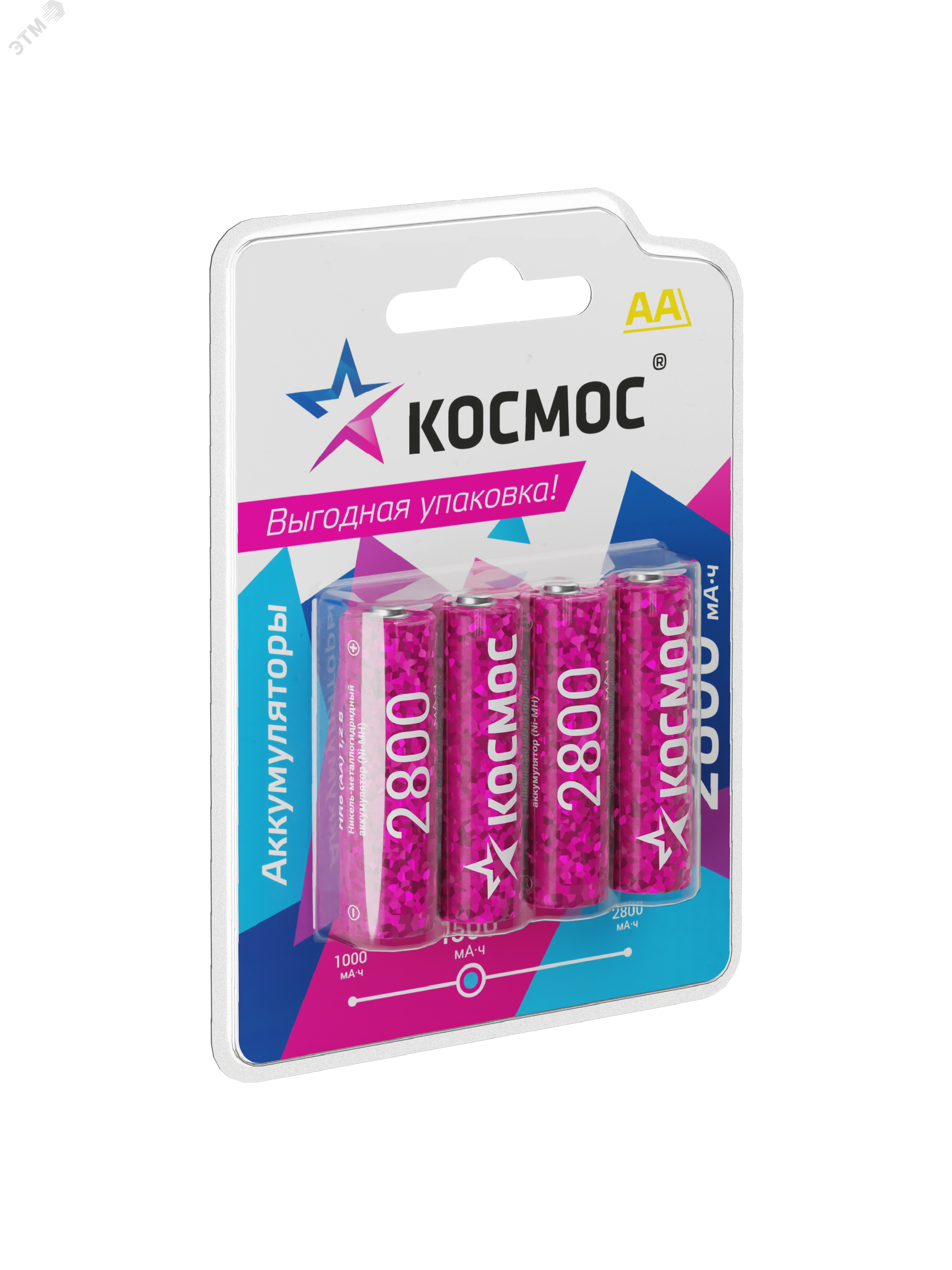 Фото товара Аккумулятор AA/R6 2800мА.ч NI-MN BP-4 (блист.4шт) KOCR6NIMH2800MAH4BL