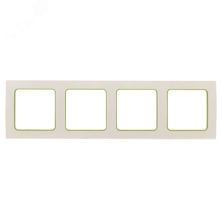 Стокгольм Рамка 4-местная белая с линией цвета зеленый PROxima EAM-G-303-10