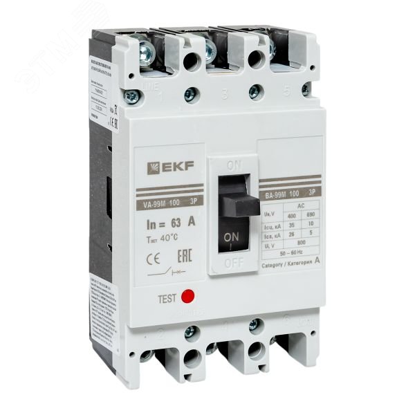Выключатель автоматический 3п 100/63А 35кА ВА-99М PROxima mccb99-100-63m