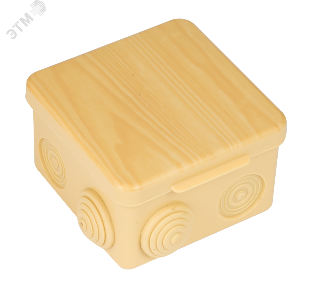 Коробка распределительная КМР-030-031 с крышкой (80х80х50) 7 мембранных вводов светлое дерево IP54 PROxima plc-kmr-030-031-s