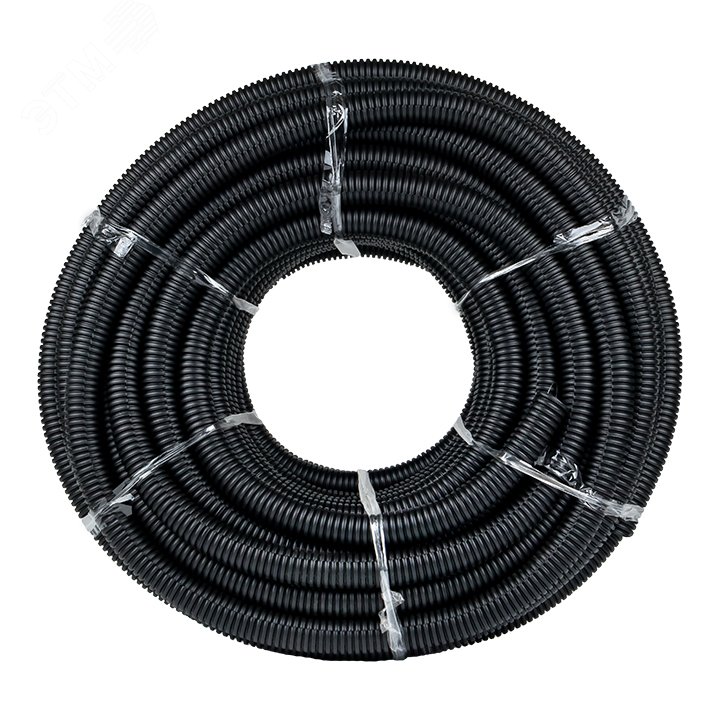 Труба гофр. ПНД с протяжкой d32 мм (25 м) черная Plast tpnd-32-25m