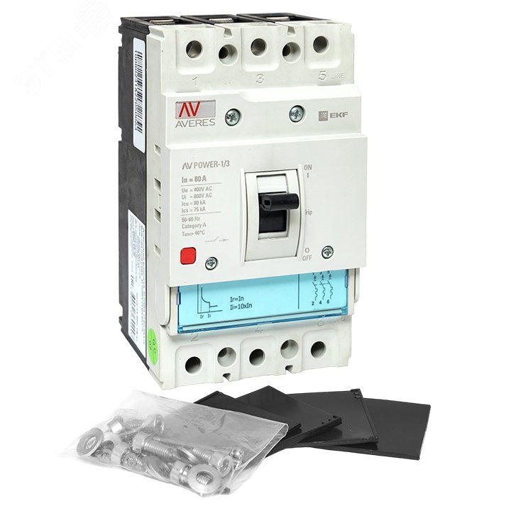 Фото товара Автоматический выключатель AV POWER-1/3 80А 80kA TR AVERES mccb-13-80H-TR-av