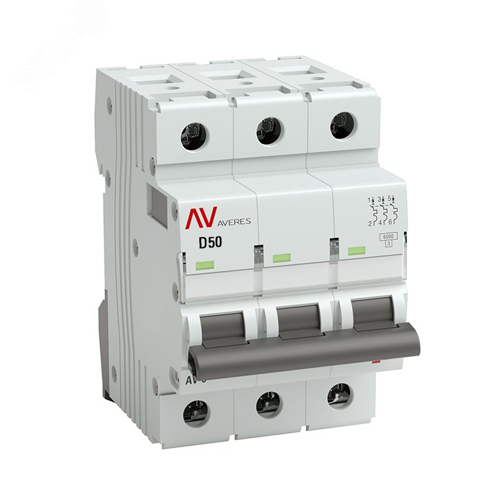 Фото товара mcb6-3-50D-av Выключатель автоматический AV-6 3P 50A (D) 6kA EKF AVERES(кр.1шт)