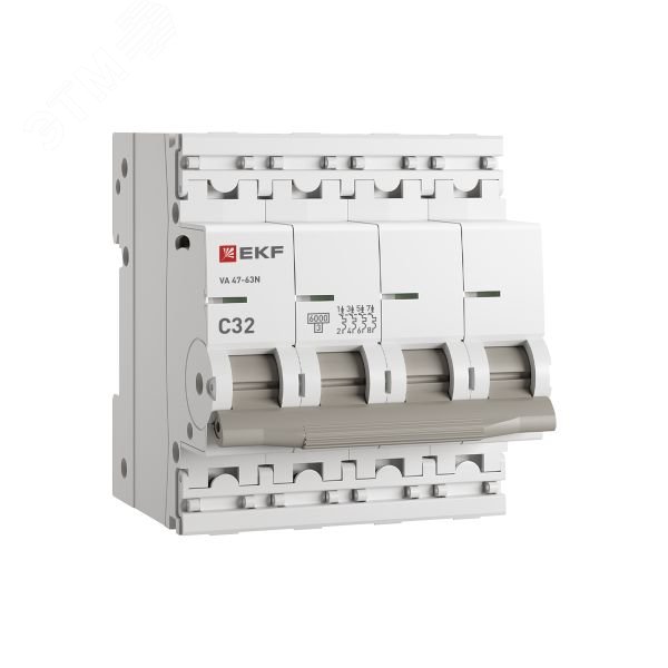 Фото товара Автоматический выключатель 4P 32А (C) 6кА ВА 47-63N PROxima M636432C