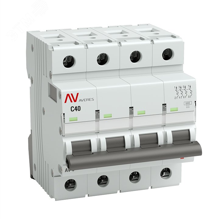 Фото товара mcb6-4-40C-av Выключатель автоматический AV-6 4P 40A (C) 6kA EKF AVERES(кр.1шт)