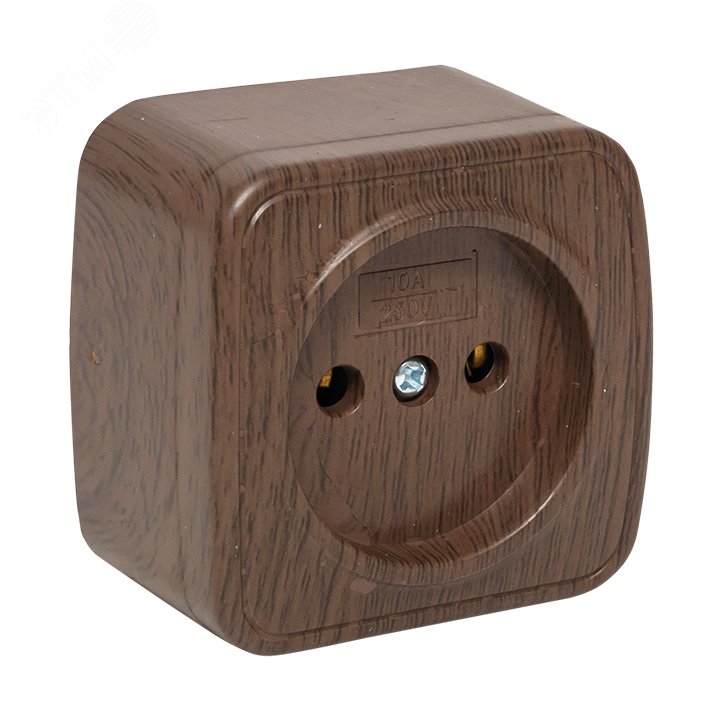 Розетка 1-местная ОП Минск 10А без заземления тёмное дерево EGR10-022-40