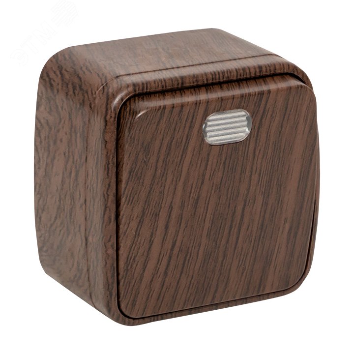 Выключатель 1-клавишный ОП Минск 10А с индикатором тёмное дерево EGV10-121-40