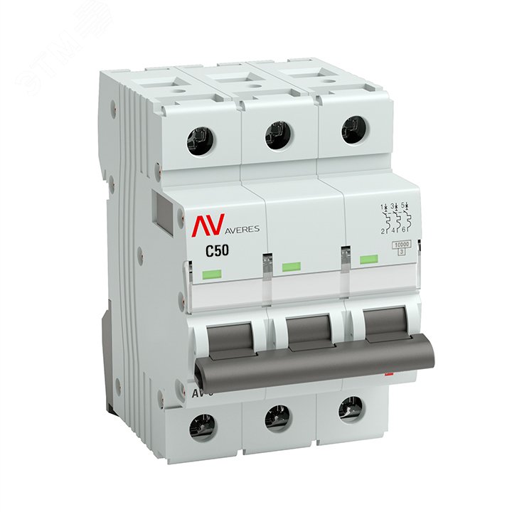 Фото товара mcb10-3-50C-av Выключатель автоматический AV-10 3P 50A (C) 10kA EKF AVERES(кр.1шт)