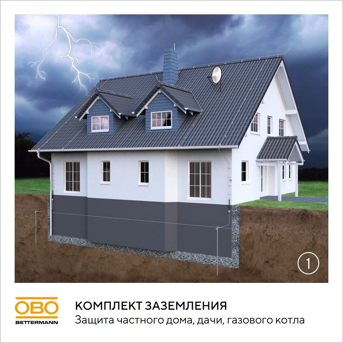 Фото товара Комплект заземления верт. без муфт d20мм дл.6м (4х1.5м) OBO 5000756