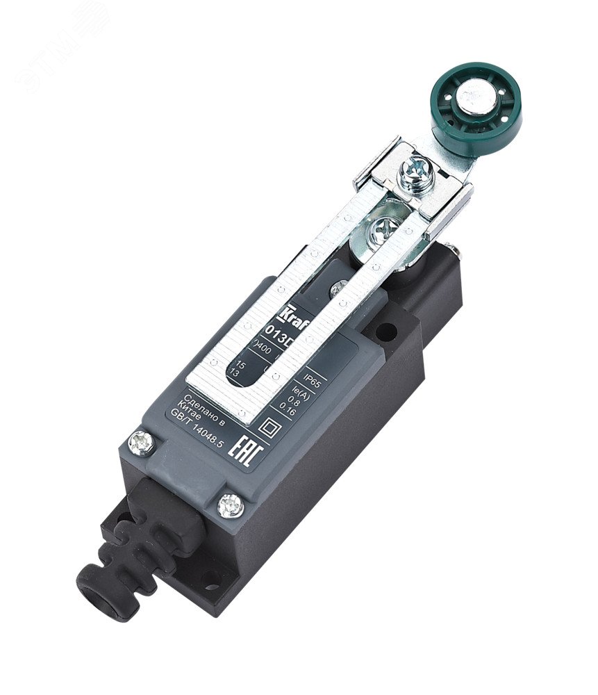 Фото товара Выключатель концевой пласт. 1НО1НЗ Роликовый рычаг регулиремой длины из термопласта 34013DEK