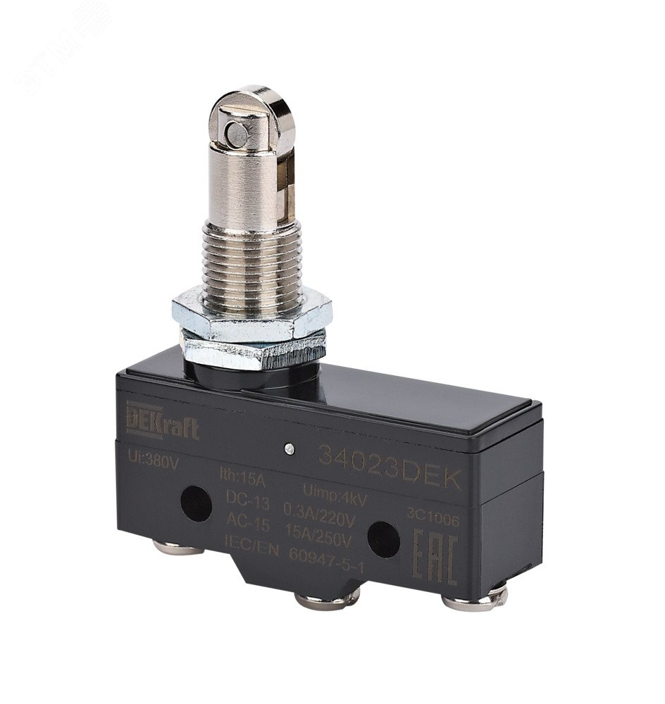 Выключатель конц. миниатюр. роризонтально установленный роликовый плунжерный тип 1НО1НЗ 34023DEK