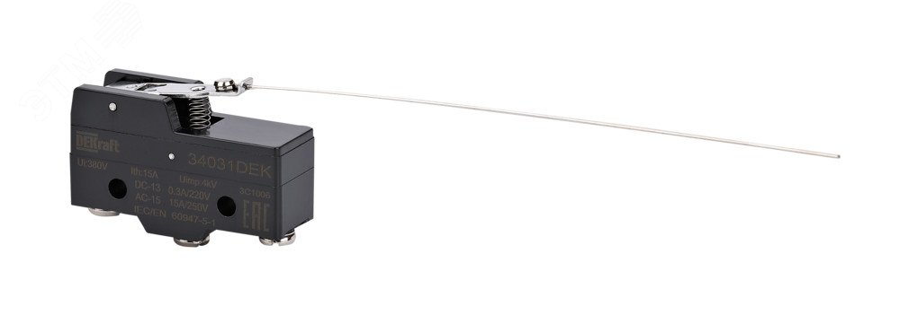 Фото товара Выключатель конц. миниатюр. шарнир. типа с коротким рычагом и длинной рукояткой 1НО1НЗ 34031DEK