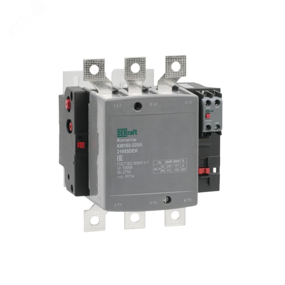Контактор 225А 220В АС АС3 АС4 1НО+1НЗ КМ-102 21955DEK