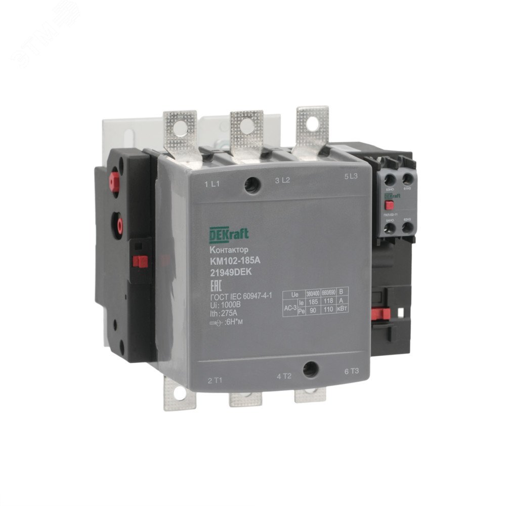 Контактор 185А 220В АС АС3 АС4 1НО+1НЗ КМ-102 21949DEK