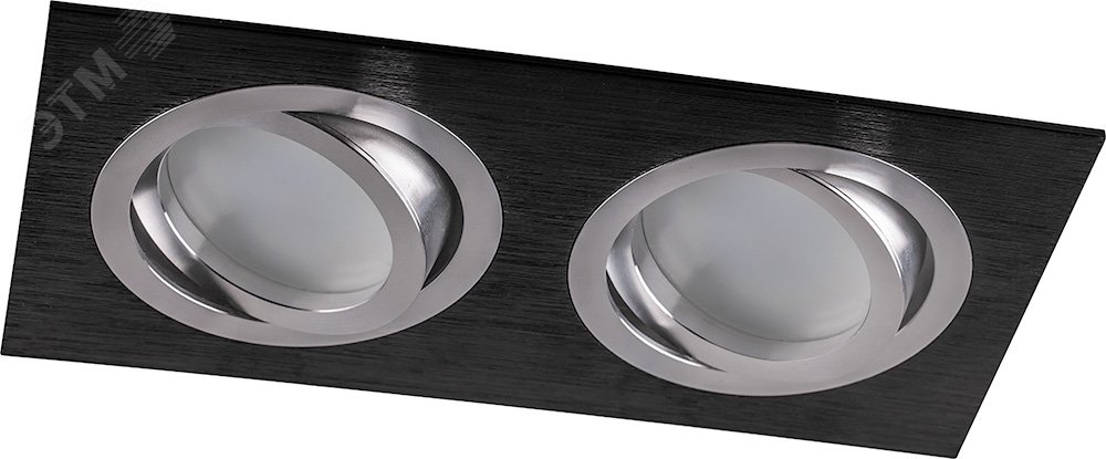 Светильник ИВО-2х50w G5.3 поворотный прямоугольный черный-хром 32641