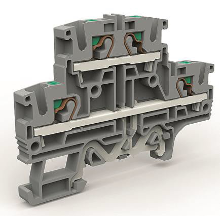 Двухуровневая клемма 4 кв.мм с заземлением в нижнем ярусе ZEFD420GR