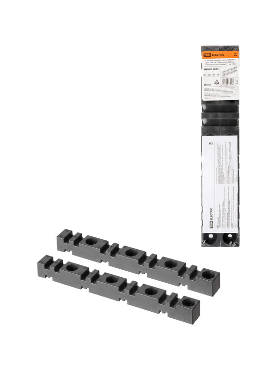 Фото товара Изолятор шинный плоский ИШП 4П для шин 5 и 10 мм, длина 303 мм, межшинное расстояние 75 мм SQ0807-0023