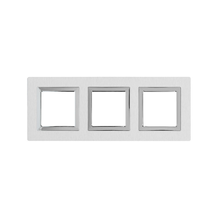 Рамка из алюминия, "Avanti", серая, 3 поста (6 мод.) 4404836