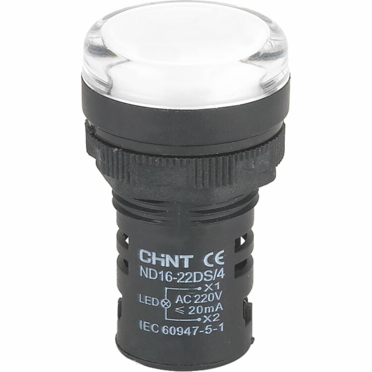Индикатор ND16-22DS/4C компактный встроен. конденсатор IP65 AC 230В бел. 828163