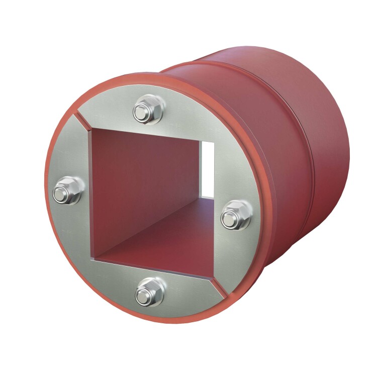 Проходка круглая, нержавеющая, D100х70 мм с проёмом 60х60 мм DXF3123