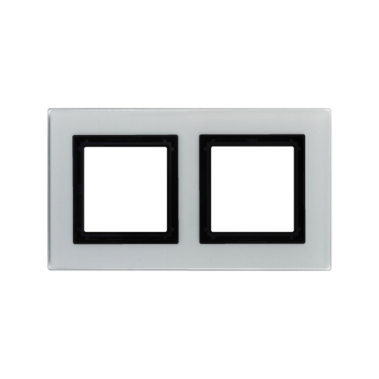 Рамка из натурального стекла, "Avanti", светло-серая, 2 поста (4 мод.) 4404824