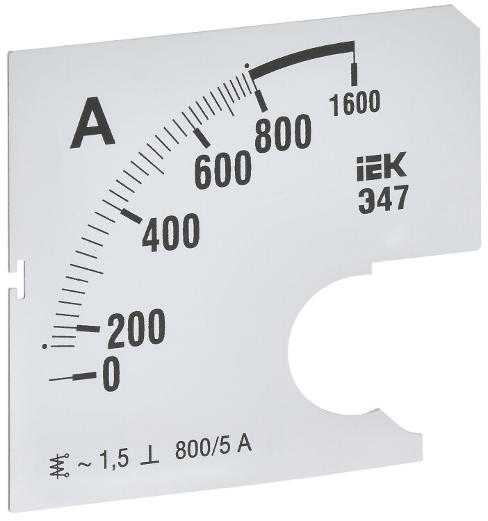 Фото товара Шкала смен. для амперметра Э47 800/5А-1,5 72х72мм IPA10D-SC-0800